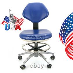 Dental Mobile Chair Adjustable Medical Office Assistant Rolling Stool Blue