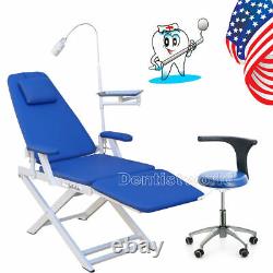 Dental Portable Chair LED Light Folding Exam Chair +Medical Mobile Silla Stool