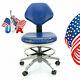 Dental Stool Doctor Assistant Mobile Chair Hard Leather Medical Adjustable Blue