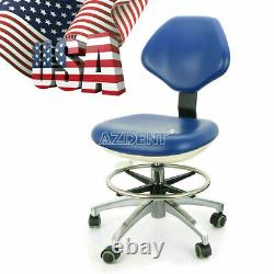 Dental Stool Doctor Assistant Mobile Chair Hard Leather Medical Adjustable Blue