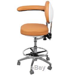 Dental Stool Medical Assistant Nurse Chair WithArmrest Adjustable PU Leather Khaki