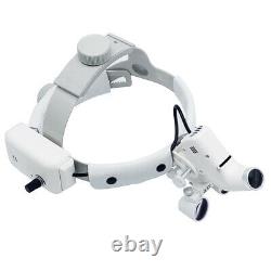 Dental Surgical Headband Medical 3.5X LED Light Binocular Loupes Glass White