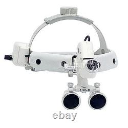 Dental Surgical LED Headlight Headband Medical 3.5X Glass Binocular Loupes 5W