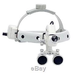 Dental Surgical Medical Headband Binocular Loupe 3.5X With LED Light 5W CE White