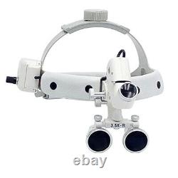 Dental Surgical Medical Headband Binocular Loupes 3.5X-R &LED Light Black&White