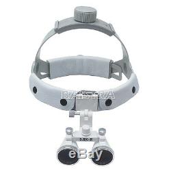 Dental Surgical Medical Headband Binocular Loupes with LED Light 3.5X-R White