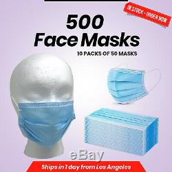 Disposable Face Mask Surgical Dental Medical Blue 3-Ply Mouth Nose 500 Pack Lot