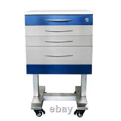 Hospital Medical Dental Assistant's Portable Mobile Cabinet Cart 3 Drawer 2 Tray