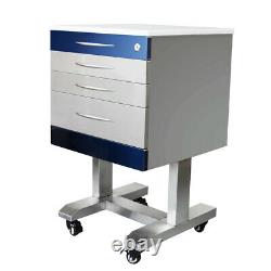 Hospital Medical Dental Assistant's Portable Mobile Cabinet Cart 3 Drawer 2 Tray