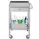 Hospital Medical Dental Lab Trolley Cart One Drawer 2 Layers Stainless Steel Bmg