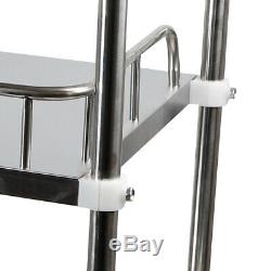 Hospital Stainless Steel Three Layers Serving Medical Dental Lab Cart Trolley US