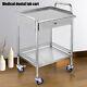 Hospital Stainless Steel Two Layer Serving Medical Cart Dental Lab Trolley+wheel