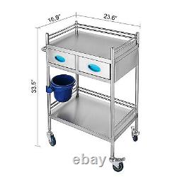 Medical Cart Hospital Stainless Steel Three Layers Serving Dental Lab Trolley FB