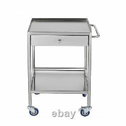Medical Dental Lab Cart Trolley Stainless Steel Two Layer Drawer Hospital/Clinic