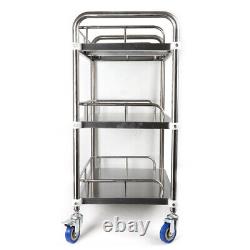 Medical Lab Three Layers Trolley Dental Clinic Serving Cart with Lockable Wheel