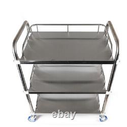 Medical Lab Three Layers Trolley Dental Clinic Serving Cart with Lockable Wheel