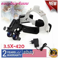 Medical Surgical 3.5x Binocular Loupes Dental Magnifier Headband withLED Headlight