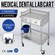 Medical Trolley Cart 2 Drawer Portable Dental Lab Trolley Salon Stainless Steel