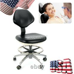 Mobile Dental Medical Chair Stool Adjustable Black Backrest PU Office Ergonomic