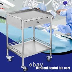 New Dental Lab Medical Salon Spa Cart Trolley With Drawer Stainless Steel US Stock