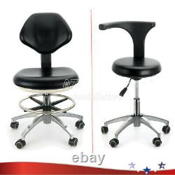 PU Leather Medical Dental Stool Doctor Assistant Mobile Chair Adjustable Black