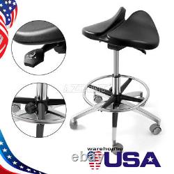 Saddle Stool Medical Dental Chair Spa Salon Ergonomic 360° Swivel PU Leather US