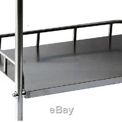 Thick Portable 2 Layers Serving Medical Dental Lab Cart Trolley Stainless Steel