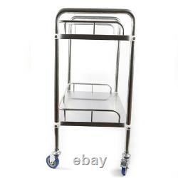 Thick Stainless Two Layer Medical Serving Dental Lab Cart Trolley Portable USA