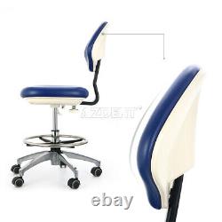 UPS Dental Medical Chair Stool Adjustable Height Mobile Backrest PU Leather
