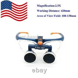 US Dental Surgical Medical Binocular Loupes Adjustable Magnifier 2.5X 420mm