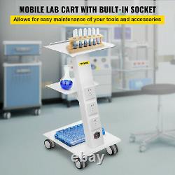 VEVOR Medical Trolley Cart Mobile Steel Rolling Serving Cart Dental Equipment