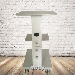 White Dental Mobile Rolling Serving Cart Tool Table 3 Tiers Medical Trolley