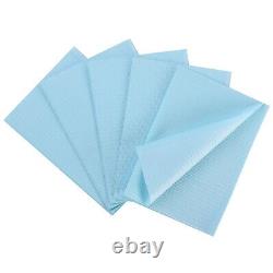 2000 (16 sacs) Bavoirs dentaires bleus pour patients, 2+1 plis, serviette médicale pour tatouage 13x18