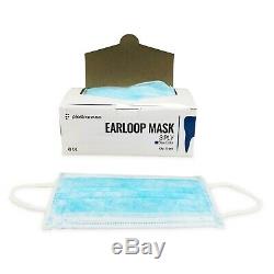 2000 3-ply Bleu Chirurgie Dentaire Masque Oreille-boucle Médicale Visage, À Usage Unique (40 Box)