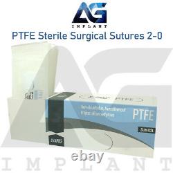 2-0 Ptfe Sutures Stériles Monofilament Blanc Non Absorbant Dental Médical 12pcs