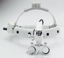 2.5x Bandeau Médico-chirurgical Dentaire Loupes Avec 5w Led Head Light Dy-105 Blanc