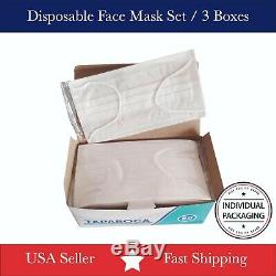 3 Boîte / 150 Pcs À Usage Unique Masque Facial 3-ply Oreille Boucle Chirurgicale Dentaire Médicale