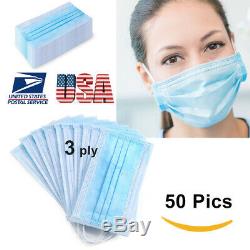 50 Pcs À Usage Unique Masque Facial Earloop Chirurgical Dentaire Médical Anti-poussière Dirt Bleu