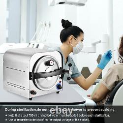 Autoclave Stérilisateur à Vapeur 900W 14L Équipement de Stérilisation Médicale Laboratoire Dentaire