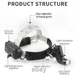 Bandeau frontal sans fil pour lampe frontale LED 5W réglable pour soins médicaux dentaires, ORL, et tête, noir UPS