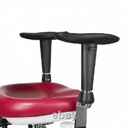 Chaise de microscope dentaire médical dynamique ergonomique, contrôlée par le pied, rouge violacé.