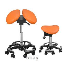 Chaise de selle divisée ergonomique réglable pour soins dentaires avec siège en deux parties orange