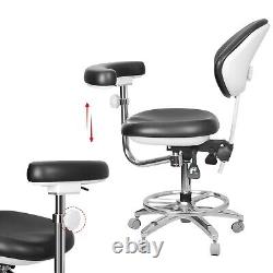 Chaise dentaire médicale mobile réglable à 360° avec accoudoirs et repose-pieds en PU noir - STOCK aux États-Unis