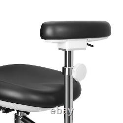 Chaise dentaire médicale mobile réglable avec accoudoirs et repose-pieds à 360° en PU noir QY600