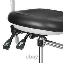 Chaise dentaire médicale mobile réglable avec accoudoirs et repose-pieds à 360° en PU noir QY600