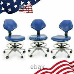 Dental Tabouret Doctor Assistant Mobile Chair Hard Leather Medical Ajustable Blue