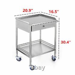 Hôpital Acier Inoxydable Deux Couches Servant Chariot Médical Chariot Dentaire Trolley +wheel