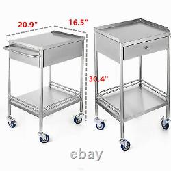Hôpital Acier Inoxydable Deux Couches Servant Chariot Médical Chariot Dentaire Trolley +wheel