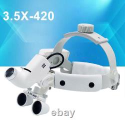 Loupe binoculaire médical dentaire chirurgical 3.5X avec bandeau et loupe + éclairage frontal LED