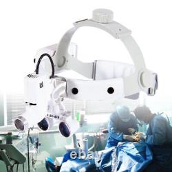 Loupes Binoculaires Médicaux Dentaires Chirurgicaux 3.5X avec Bandeau et Loupe Frontale et Lampe LED